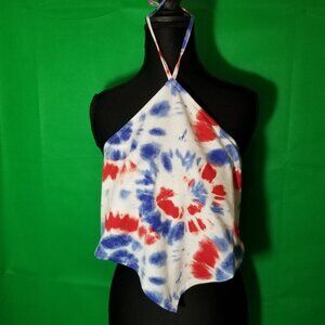 Divided H&M Tye‎ Dye Crop Top Halter Top Womens Size XL 4th of July Summer NWT